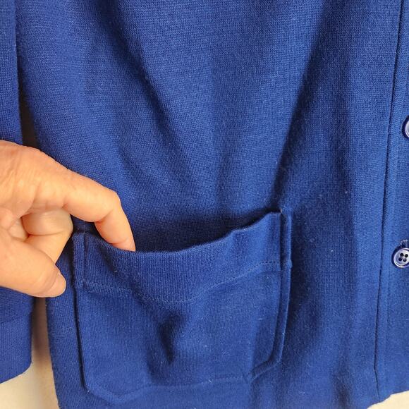 Vintage Russ Merino Wool Caridgan with Patch Pockets Pointed Collar Woman’s SZ L - Picture 9 of 13